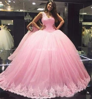 bealegantom v neck quinceanera dresses 2021 ball gown lace crystal beaded sweet 16 prom party dress vestidos de 15 anos