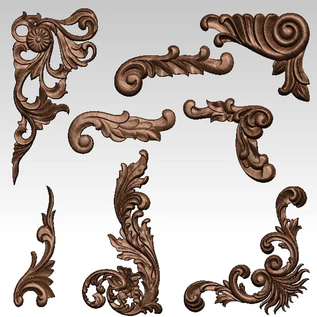 Цветочная резьба 8 шт./компл. 3d STL рельефные модели для ЧПУ Artcam Aspire декор мебели 3D |