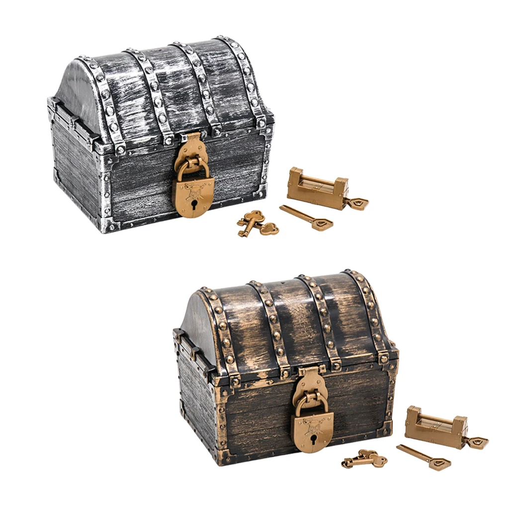 

Vintage Pirate Treasure Chest Toy Box With Lock for Party Favors Props Decoration/Kids Storage Treasure Chest