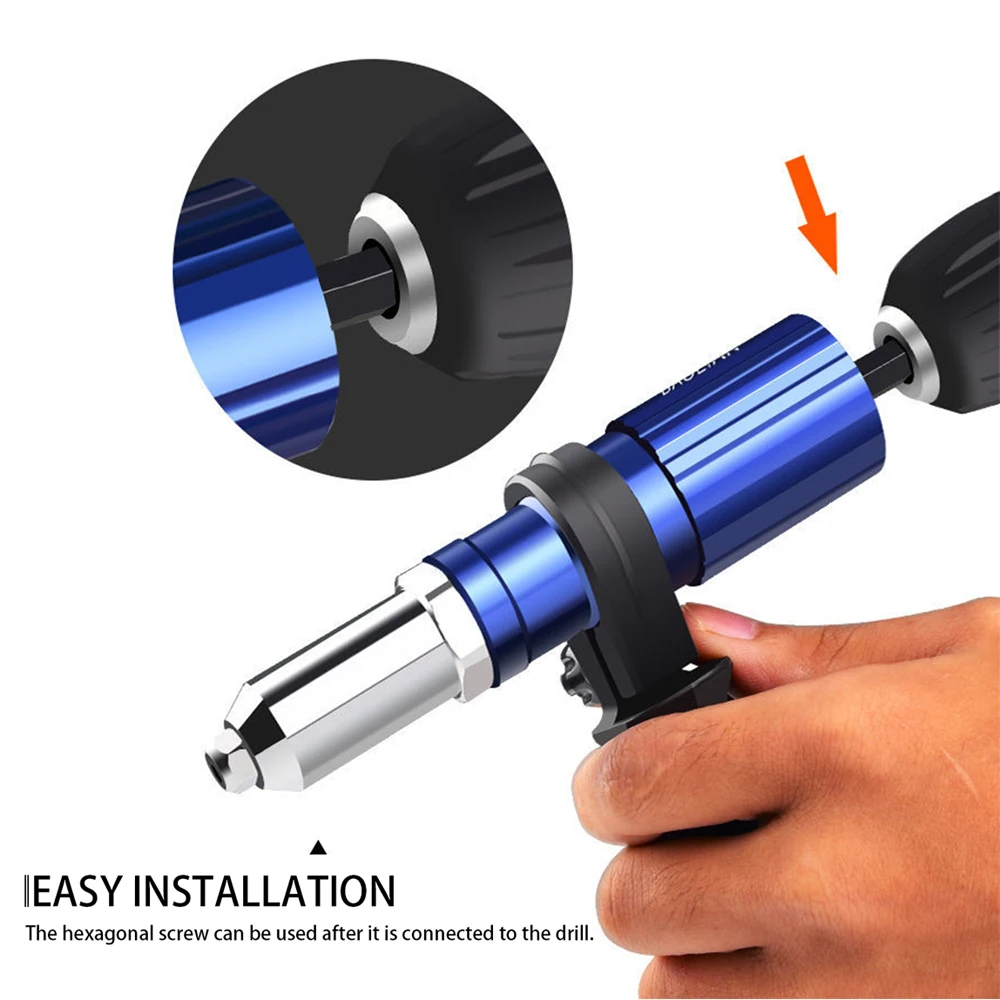 

Professional Cordless Electric Rivet Tool 2.4mm-4.8mm Rivet Nut Riveting Tool Bit Adapter Conversion Connector