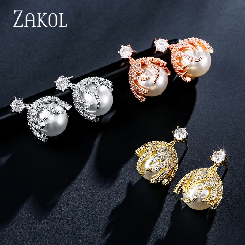 ZAKOL новые корейские Роскошные висячие серьги с фианитом для женщин модные