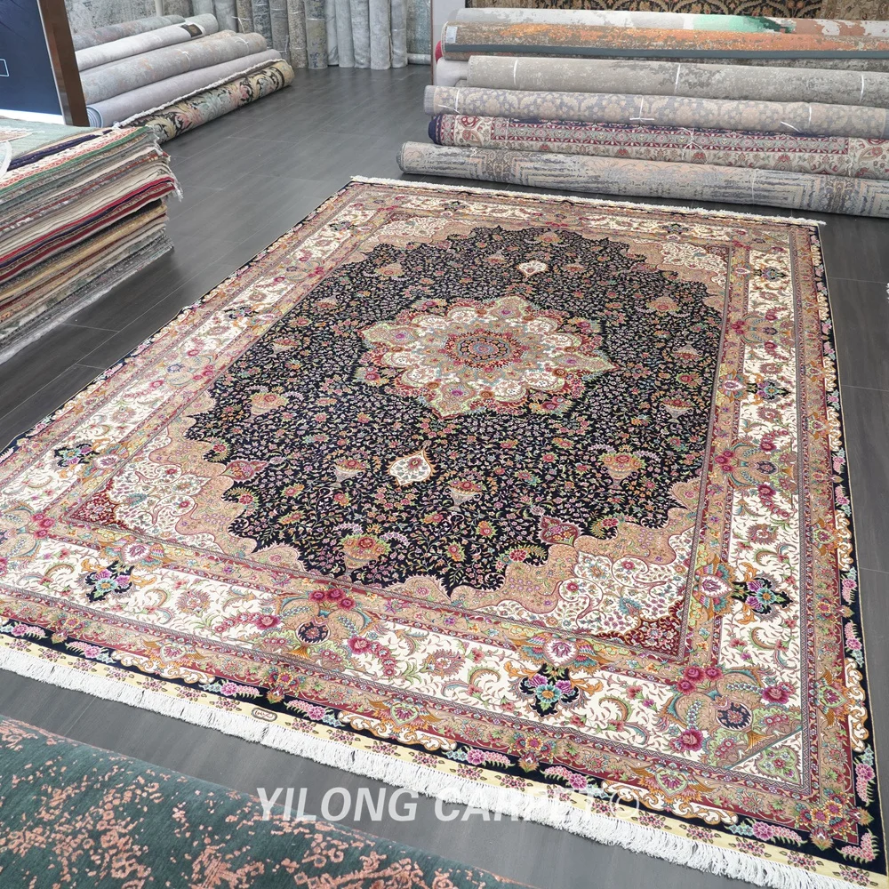 Yilong 10 &quotx 14&quot с классными клепками в виде Тебризский шелковый ковер Большой