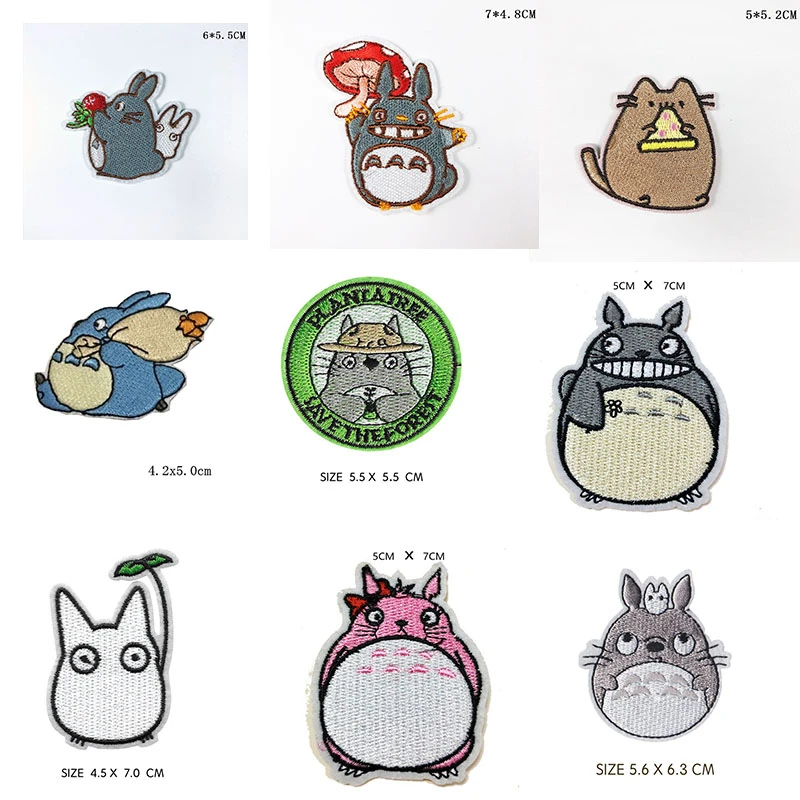 

Cartoon Totoro Cat Embroidered Iron On Patch For Clothes Japan Anime DIY No Face Man Cute Sew On Patch Kids Clothes Appliques