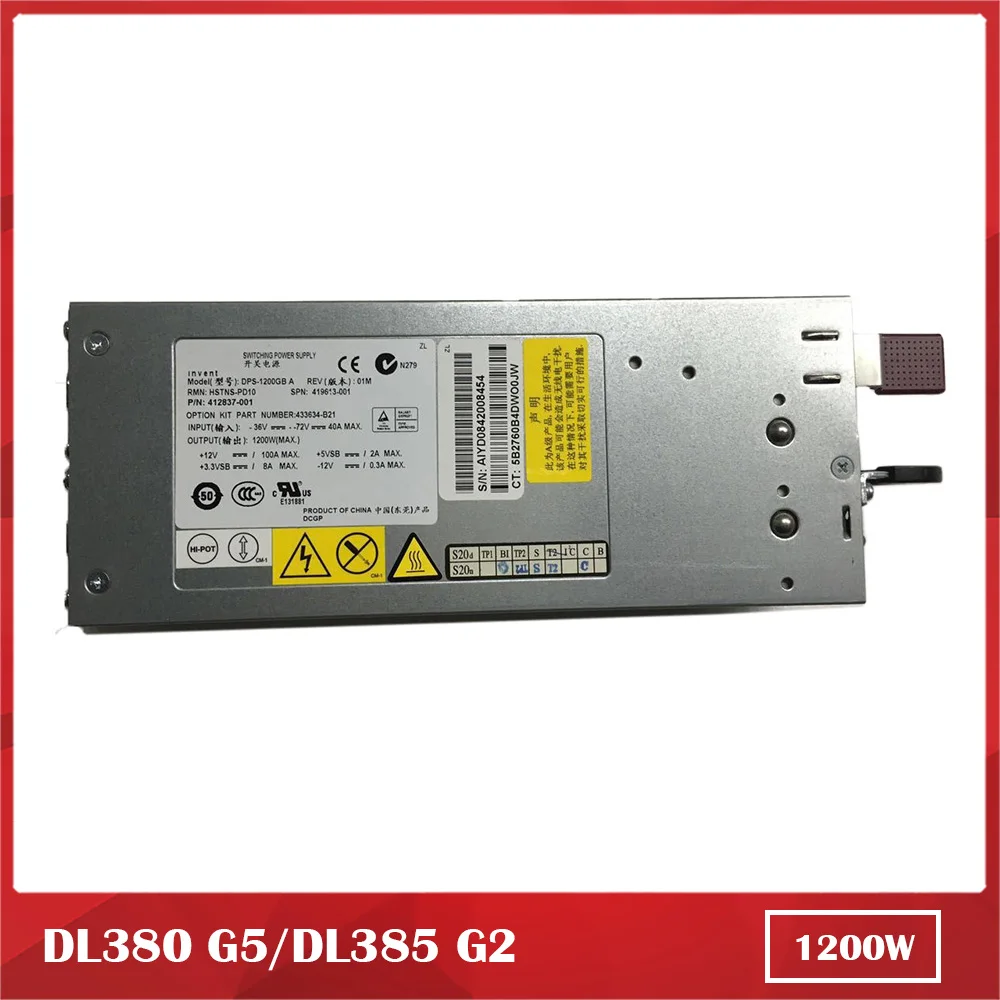 

For HP DL380 G5/DL385 G2 412837-001 433634-B21 419613-001 DPS-1200GB A 1200W Server Power Supply Module Tested Before Shipping