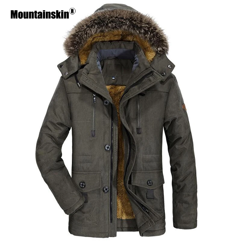 Мужская теплая ветровка Mountainskin черная Повседневная куртка с капюшоном бархатным