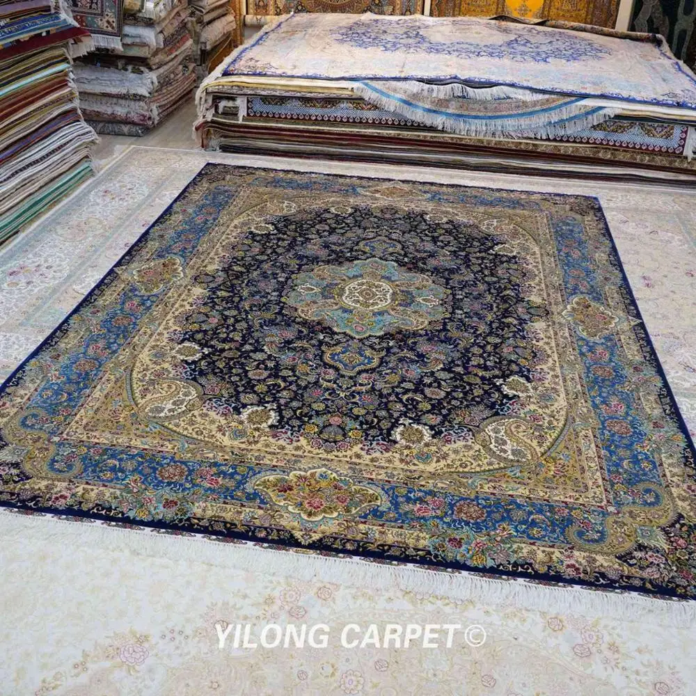 Goedkoop Yilong 9 'X 12' Blauwe Klassieke Handgemaakte Kleed Grote Vantage Perzische Handgemaakte Tapijt (TJ127A)