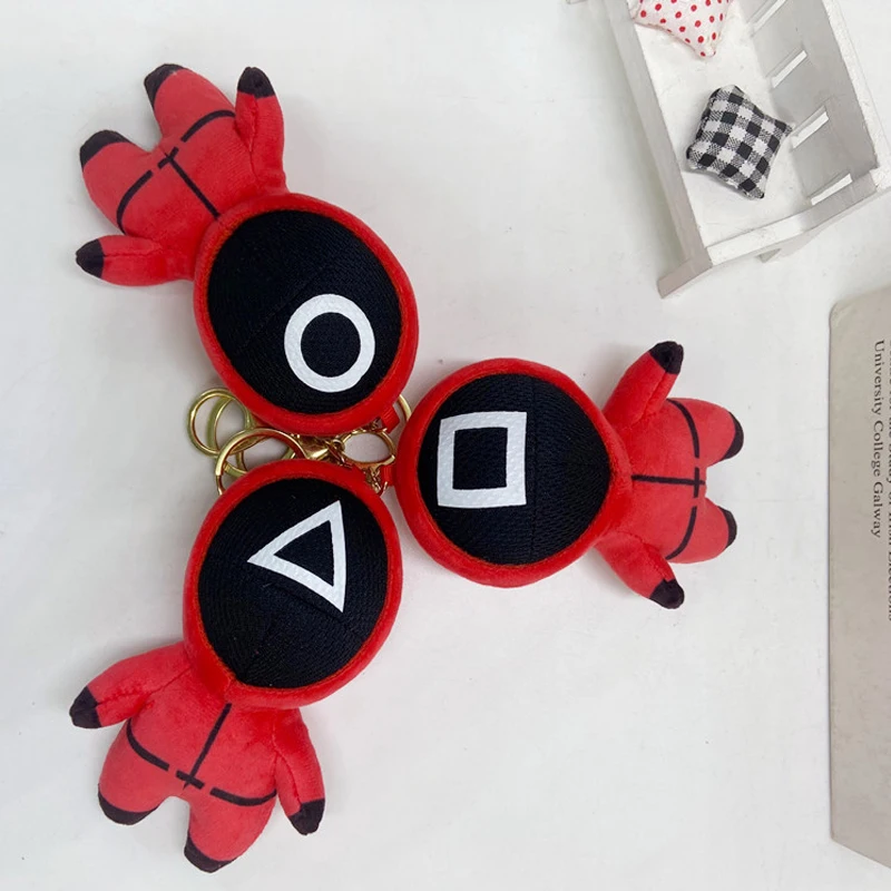 

12cm Lovely Squid Game Plush Pendant Stuffed Peluche Toys Bag Keychain Children Boys Birthday Xmas Gifts