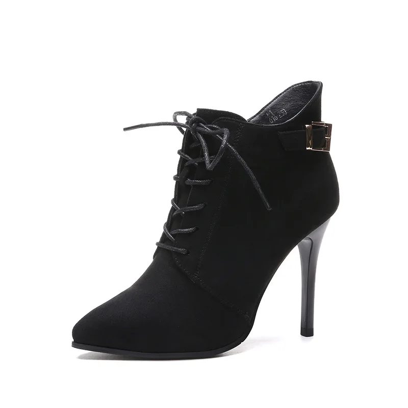 

Fast selling foreign trade new women's shoe tip high heel short heel strap Martin boots women's boots Short