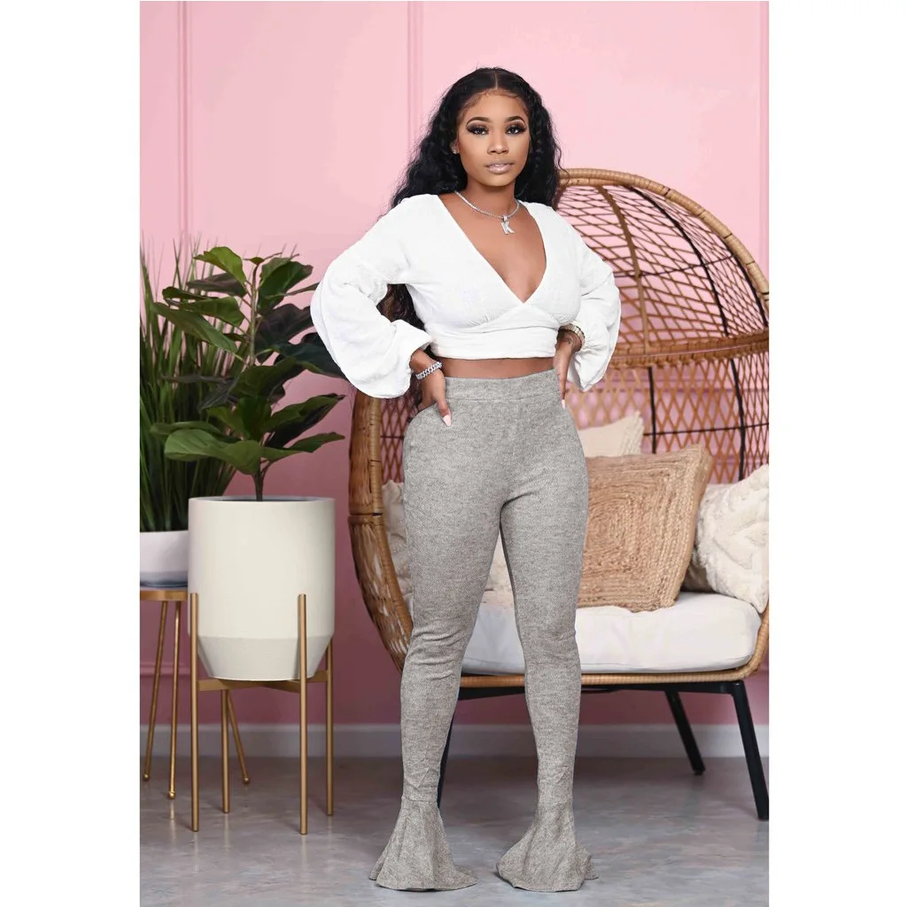 Женские расклешенные брюки Autume однотонные пикантные облегающие длинные с