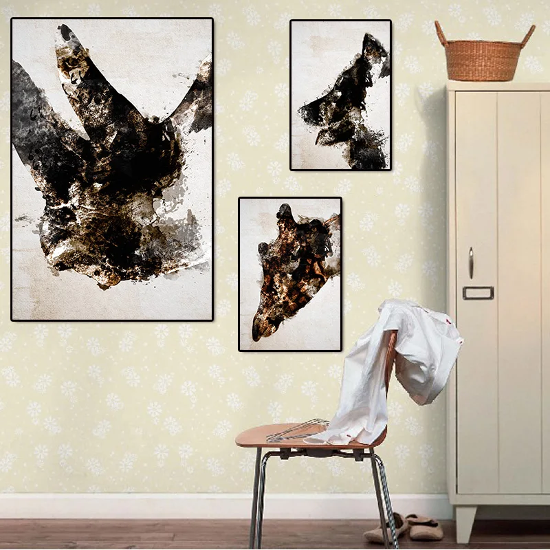 Золотая и черная дикая картина с рисунком животных настенное искусство носорог