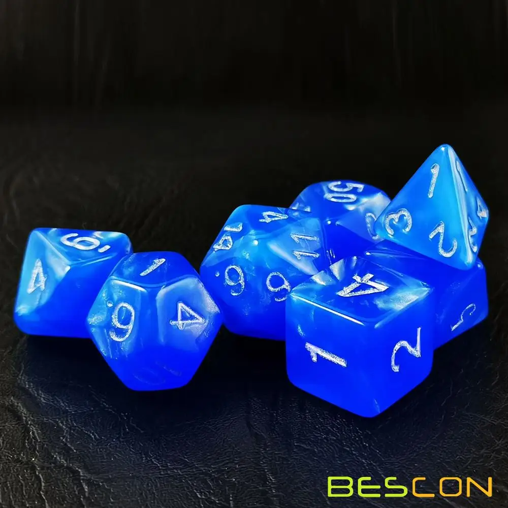 Dodgerblue Bescon Набор кубиков из лунного камня, Bescon многогранные игральные кости для ролевых игр с эффектом лунного камня павлин синий, бирюзовый, фиолетовый жемчуг - Цвет: Dodgerblue
