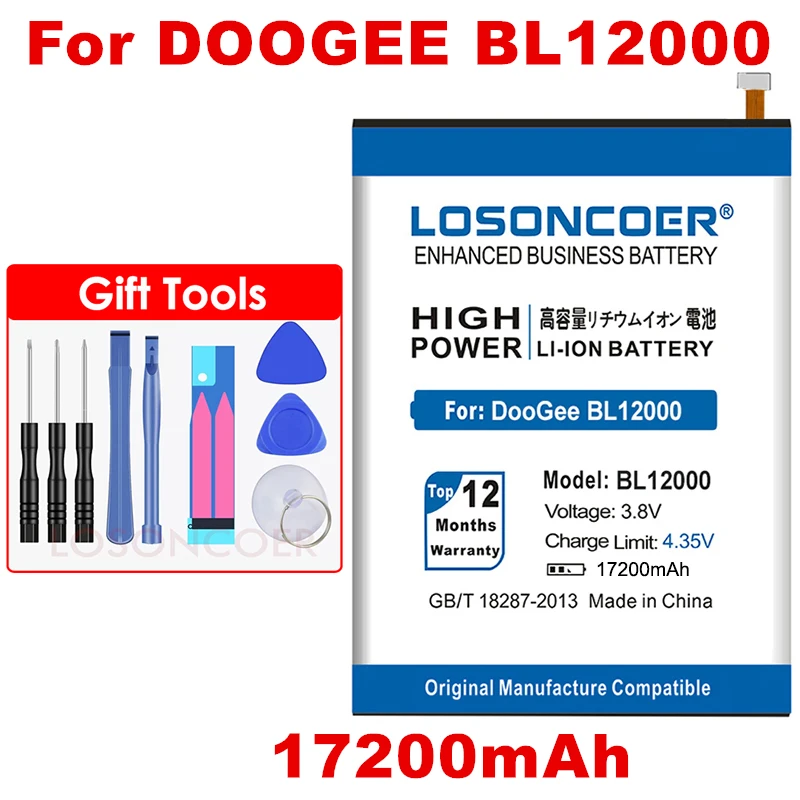 LOSONCOER 17200 мАч BL12000 батарея Для DOOGEE BL12000 BL12000 Pro батарея MTK6763T Мобильный телефон батарея