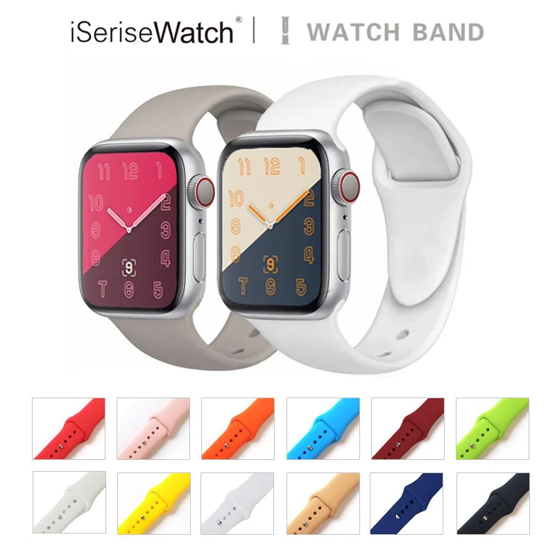 Спортивный ремешок из мягкого силикона для Apple Watch 38 мм 42/40 44 дышащий браслет iwatch
