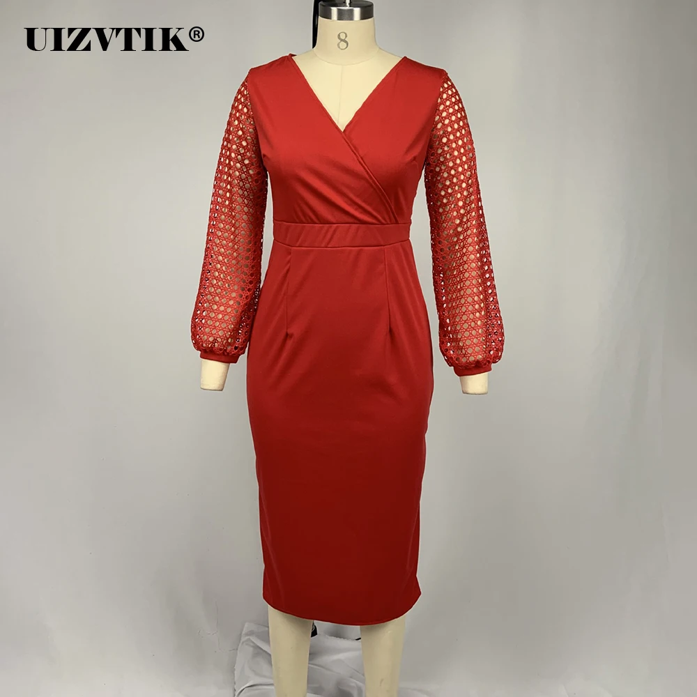 

Платье с длинными рукавами для женщин 2021 летнее сексуальное с глубоким v-образным вырезом, Длинные вечерние платье vestido de mujer повседневное об...