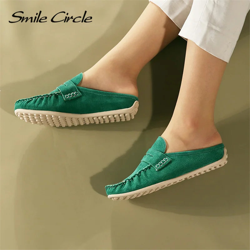 лоферы женские Улыбка круг Большие размеры 36-43 Шлёпанцы слипоны Для женщин