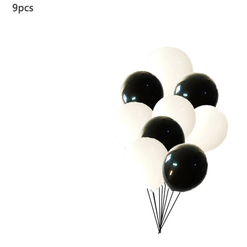 12in black white 9pc Шарики с пандой из мультфильма звезда латекс черный номер Счастливый День Рождения Вечеринка для украшения детского душа дети животное баллон подарки - Цвет: 12in black white 9pc