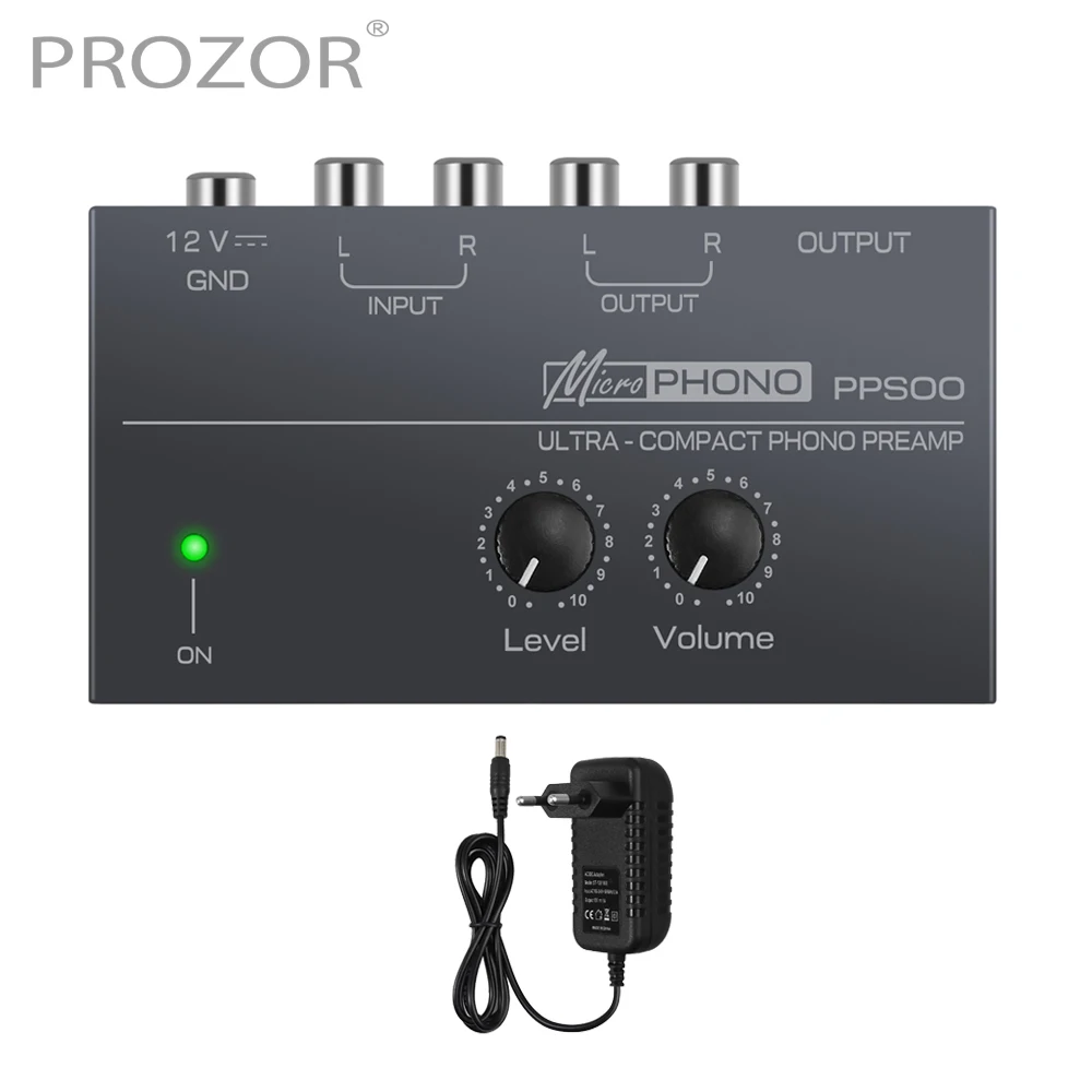 PROZOR ультра компактный Phono Preamp усилитель PP500 преусилитель с уровнем и регулятором