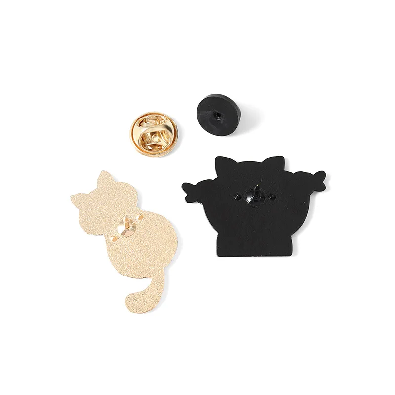 

Cartoon cat drinking beverage wearing pajamas eating a knife/fish cat coffee strawberry enamel brooch fashion animal cat brooch