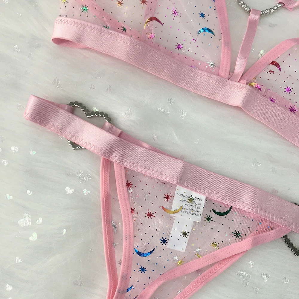 Женское Прозрачное нижнее белье привлекательный кружевной комплект с