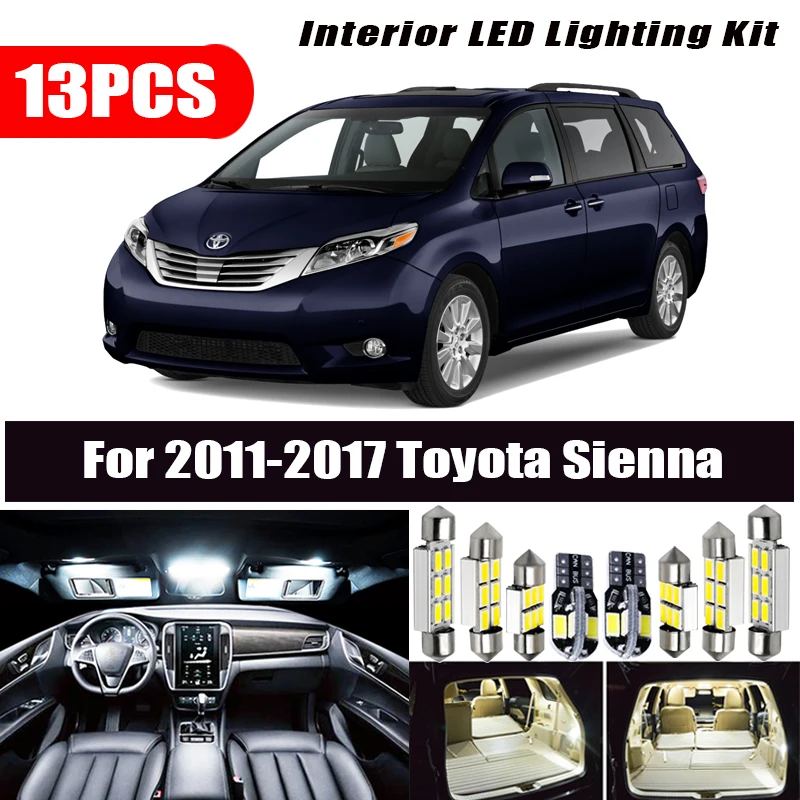 Автомобильные аксессуары для салона 2011 2017 Toyota Sienna белые светодиодный ные лампы