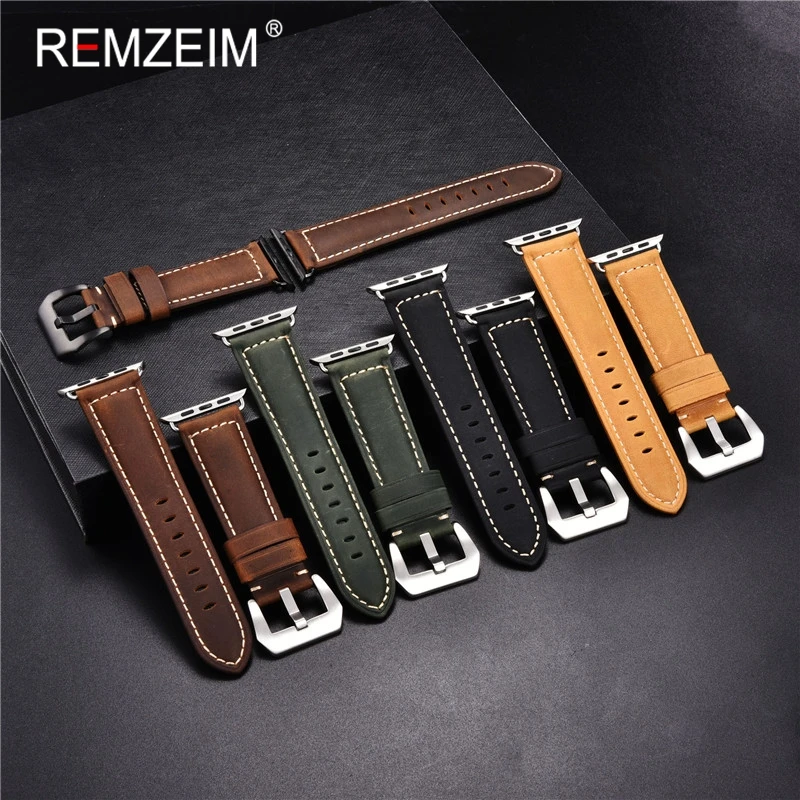 Ремешок кожаный REMZEIM ручной работы в форме подковы для Apple Watch series 1/2/3 42 мм 38