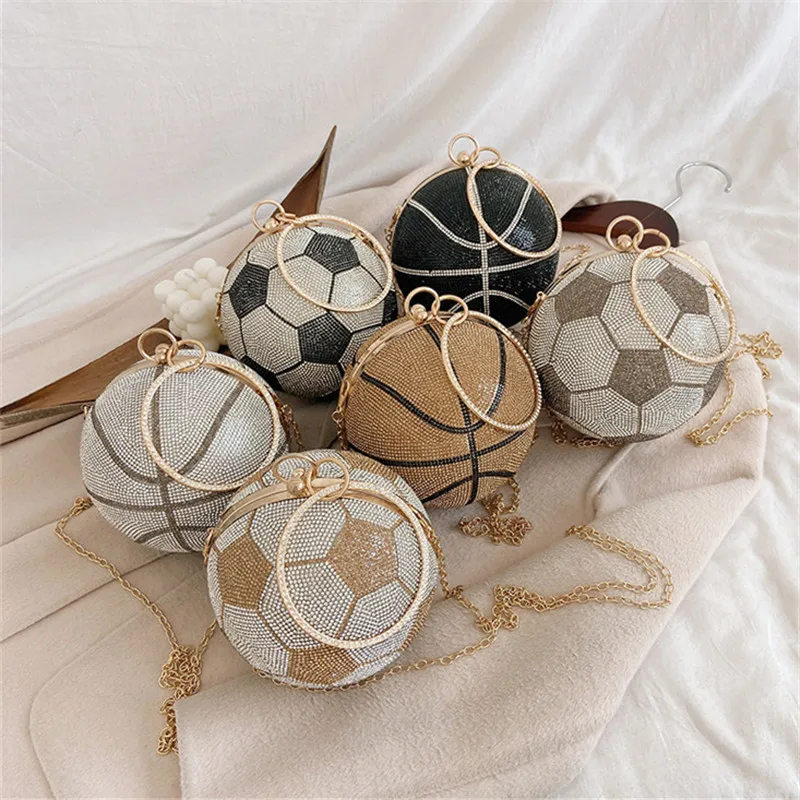 Новые сумки через плечо с круглыми металлическими ручками и кристаллами женские