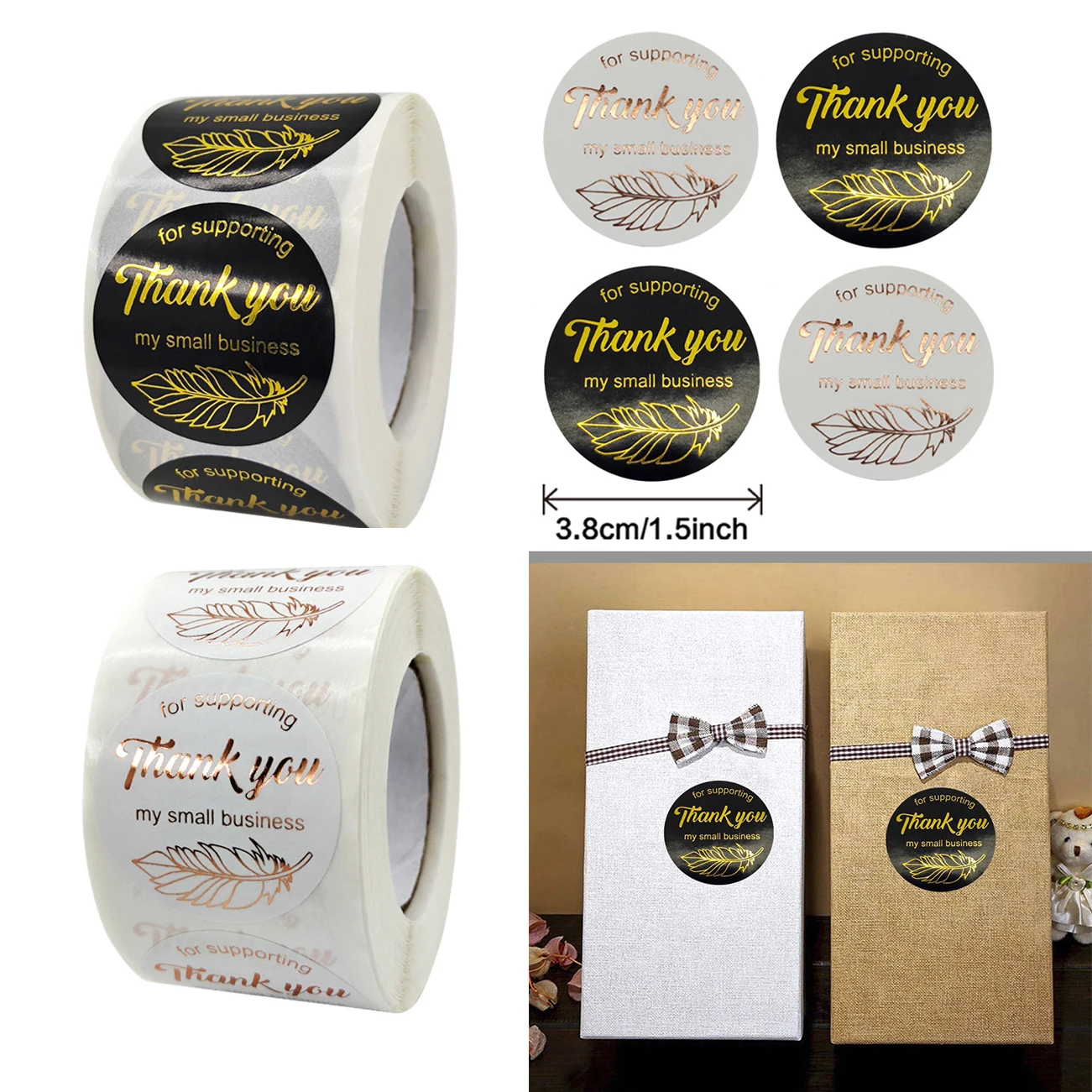 

500 шт 3,8 см Спасибо золото розовое золото перо наклейки бизнес вечерние подарки украшения этикетки стикер для канцелярских товаров