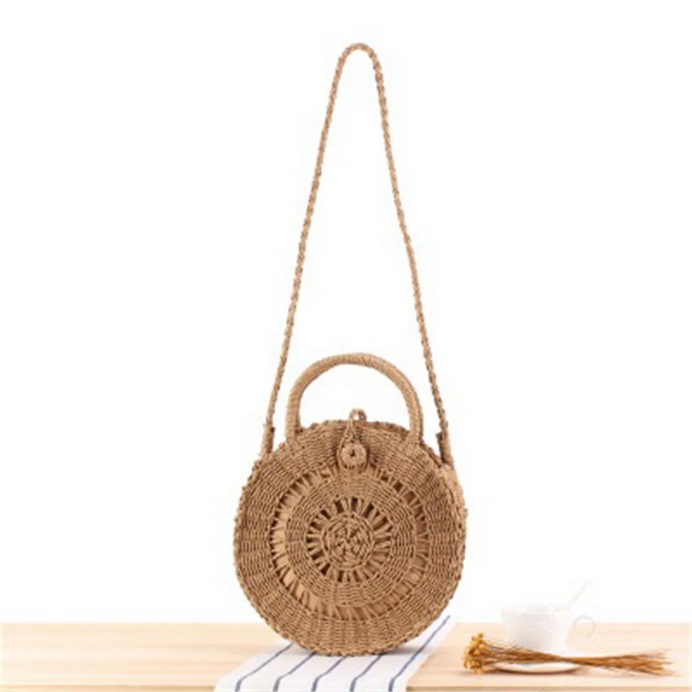 New Fashion Lady Summer Beach Straw Bag Designer Handmade Women Handbag Female Crossbody Chic Shoulder Rattan Bag