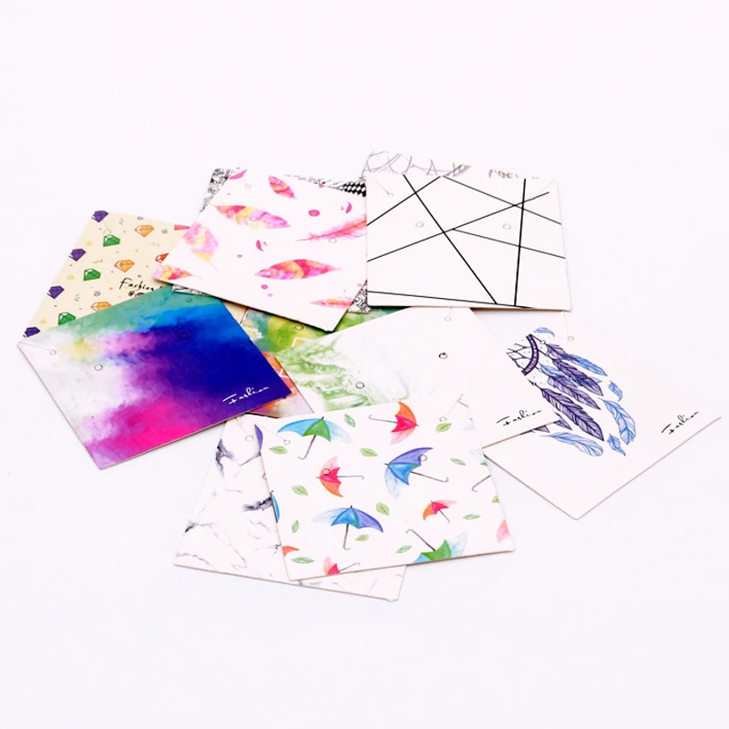 

20pcs 40pcs 6x6cm Earrings Ear Studs Card Square Necklace Display Cards Hang Price Tag Kraft Paper Jewelry DIY Packaging