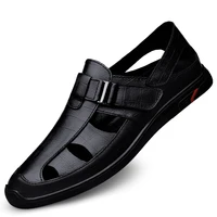 classic men genuine leather sandals soft comfortable summer shoes for men casual business men sandals official men casual shoes