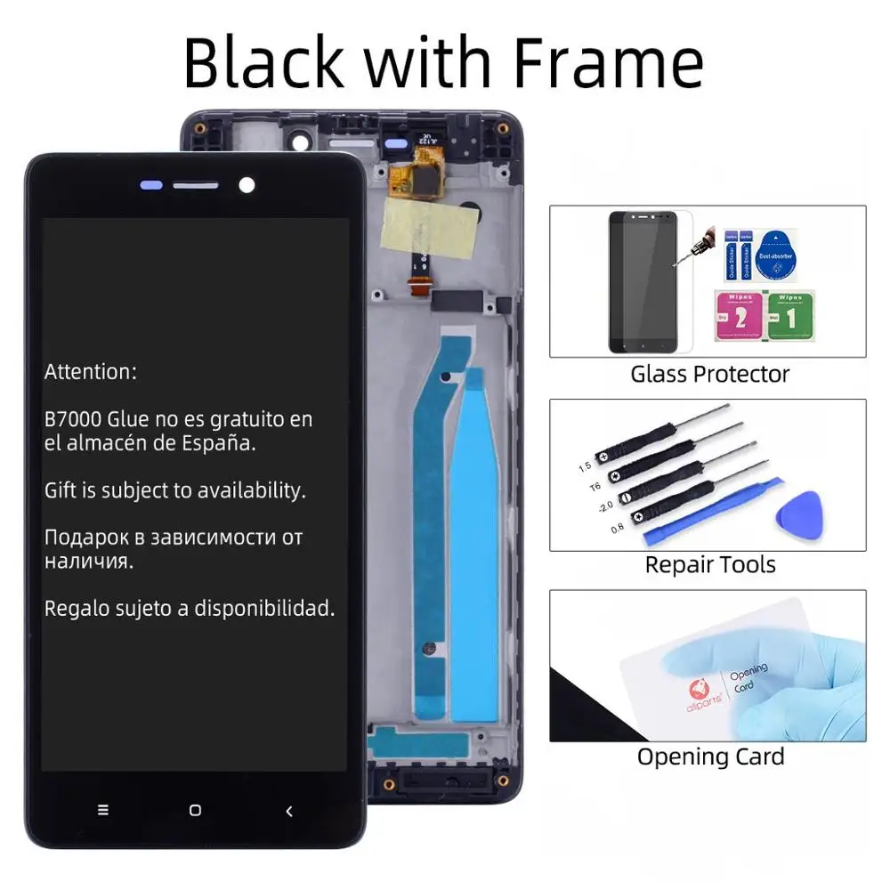 with Frame Black Дисплей для XIAOMI Redmi 3S 3S Prime LCD в сборе с тачскрином на рамке 5.0'' черный белый золото - Цвет: with Frame Black