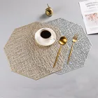 ПВХ салфетки вырез Hangable коврик Восьмиугольные полые Нескользящие обеденный Коврики на стол Coaster домашний Украшение стола золото Подставка для столовых приборов
