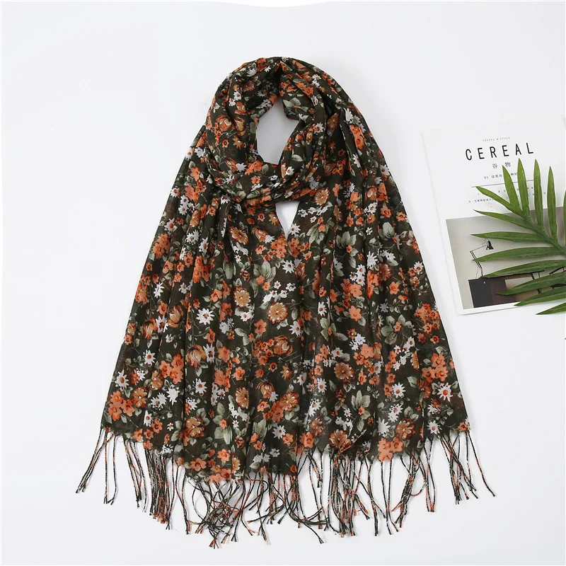 Новый шарф с принтом Женская весенне-летняя воздухопроницаемая шаль в Корейском