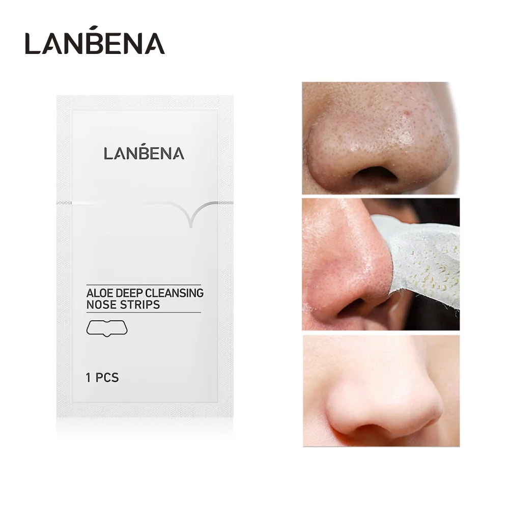 

50PC LANBENA Aloe Blackhead Remover Nose Face Mask Pore Strip Tearing Black Mask Peeling Acne Treatment Deep Cleansing Skin Care