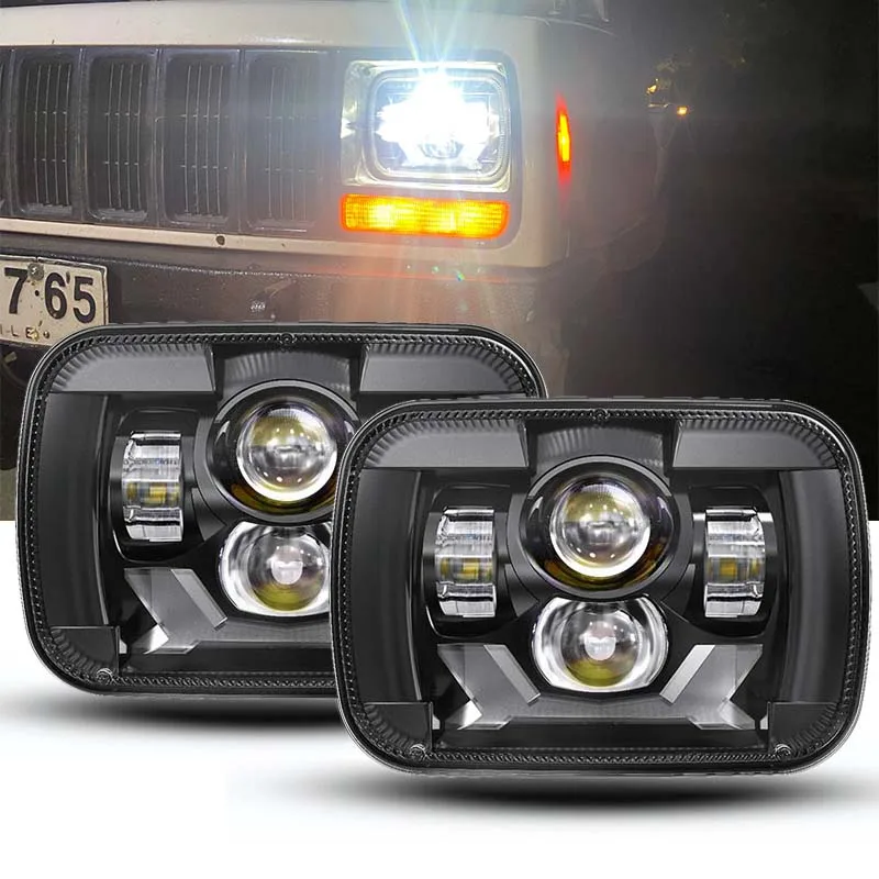 

Pair 5X7 7X6 inch Rectangular Sealed Beam LED Headlight for Jeep Wrangler YJ Cherokee XJ H6014 H6052 H6054