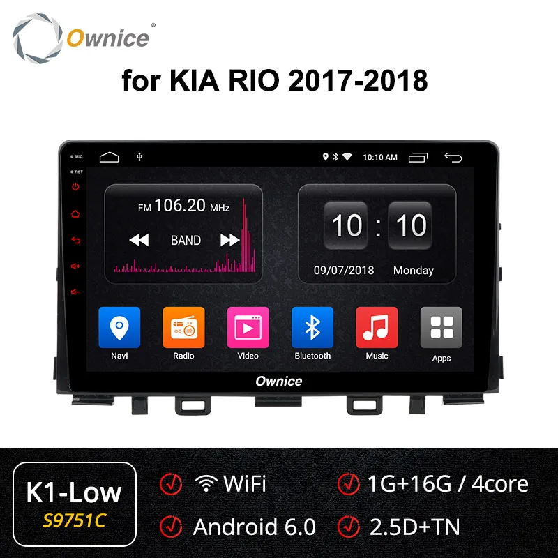 S9751 K1-Low Ownice K1 K2 K3 K5 K6 2G Восьмиядерный Android 8,1 автомобильный DVD gps плеер для Kia RIO- мультимедийная Поддержка автомобиля Play 4G LTE ips - Цвет: S9751 K1-Low