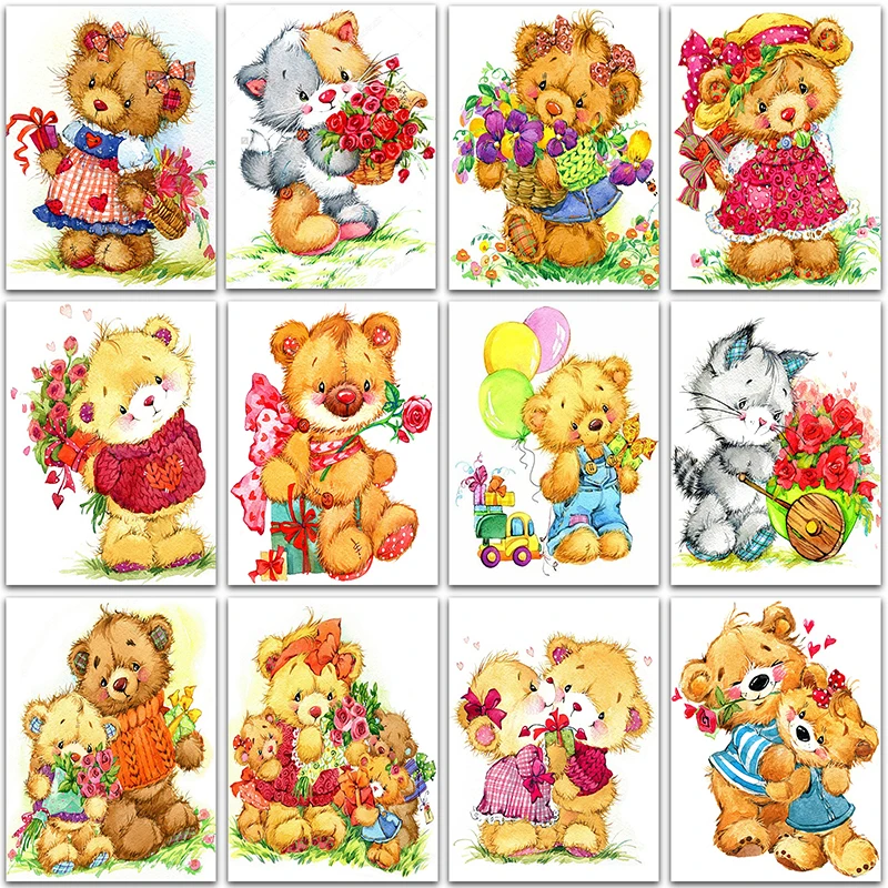 

Алмазная 5D картина «сделай сам», животные, цветы, мишка тедди, полная выкладка, мозаика из круглых и квадратных страз, вышивка крестиком, дом...