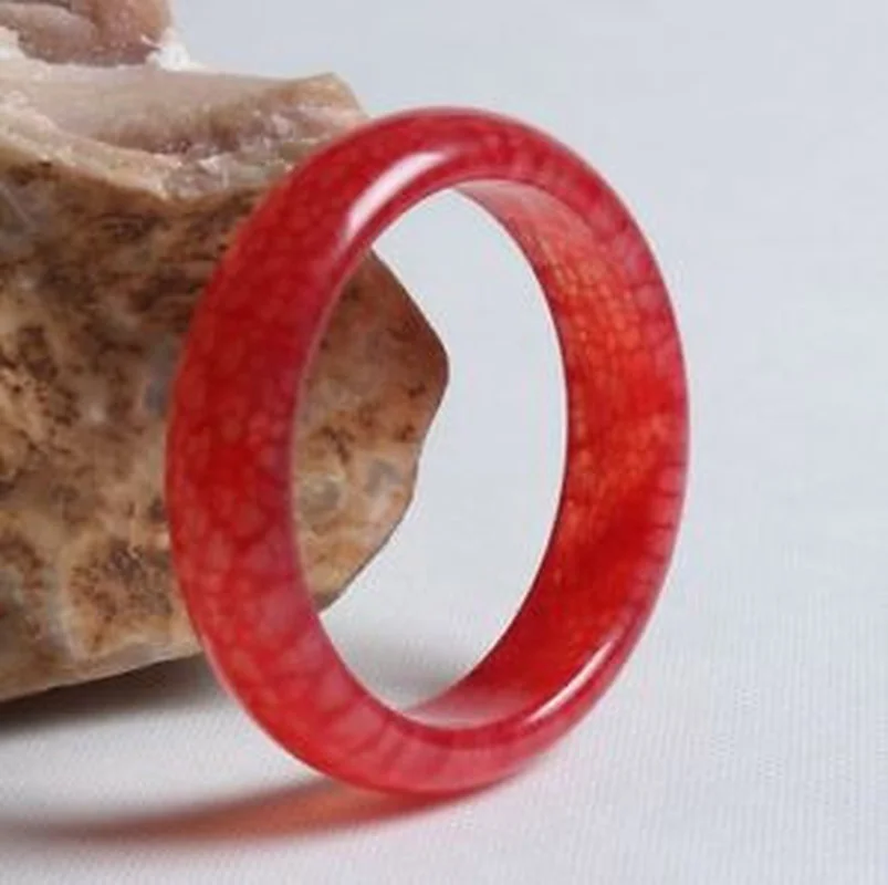 

Fashion 100% Natural White Red JiXie JADE Jadeite Bead Bangle Bracelet 56mm-62mm