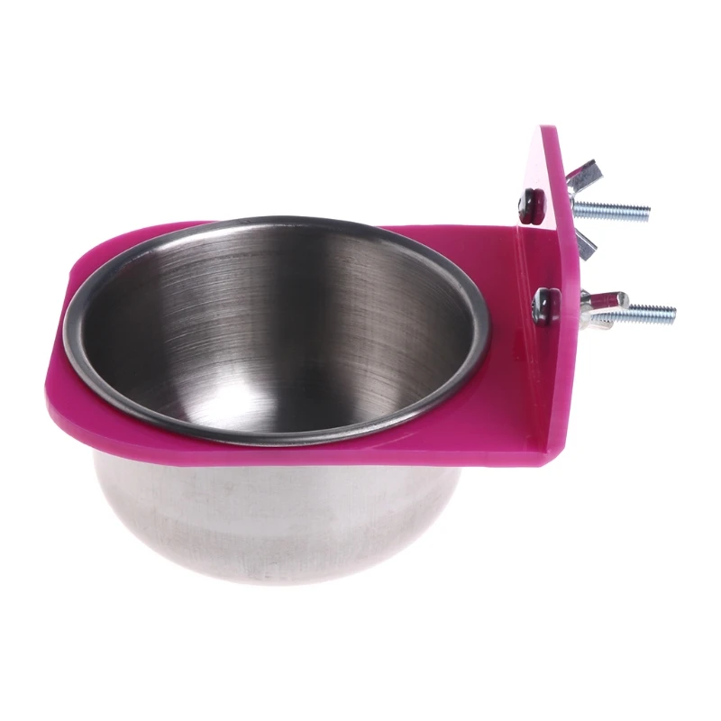 

Stainless Steel Food Water Bowl Bird Feeder For Crates Cages Coop Dog Parrot Pet K3NA