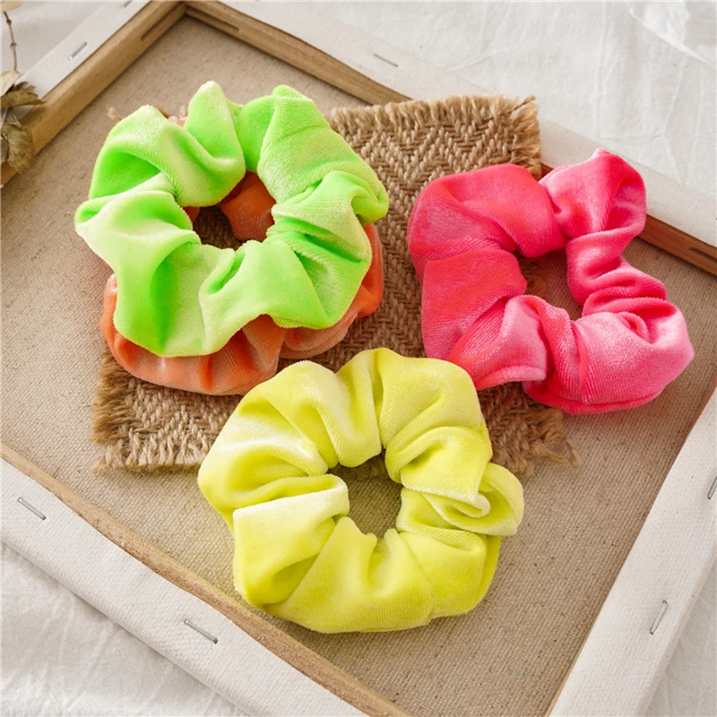 

4PCS Hair Accessories Neon Scrunchies Elastic Hair Ties Colorful Ponytail Holders Pink Green Orange Candy Color Bright Hair Rope
