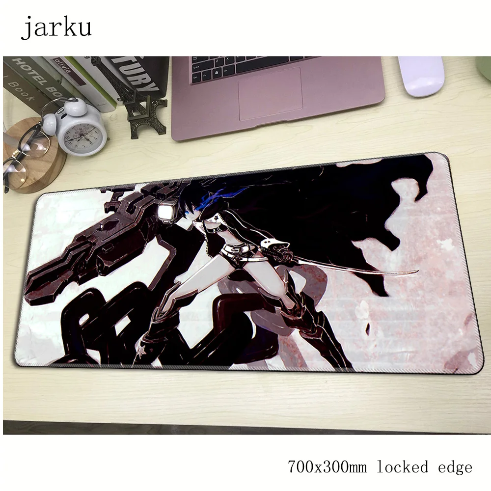 Черный коврик для мыши компьютерный игровой 700x300x2 мм большой в стиле аниме