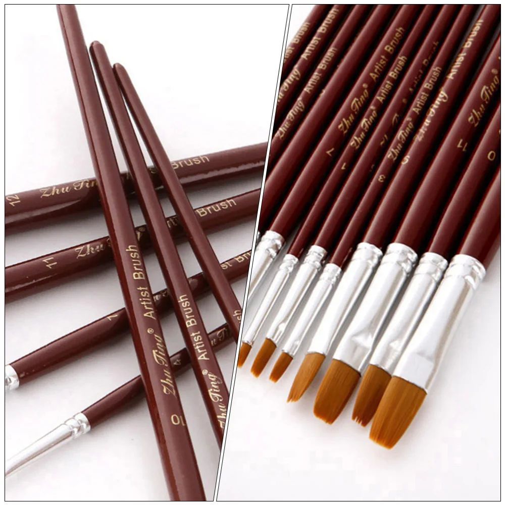 

24pcs Professional Paint Brush Set Wooden Pole Multi-purpose Watercolor Brush