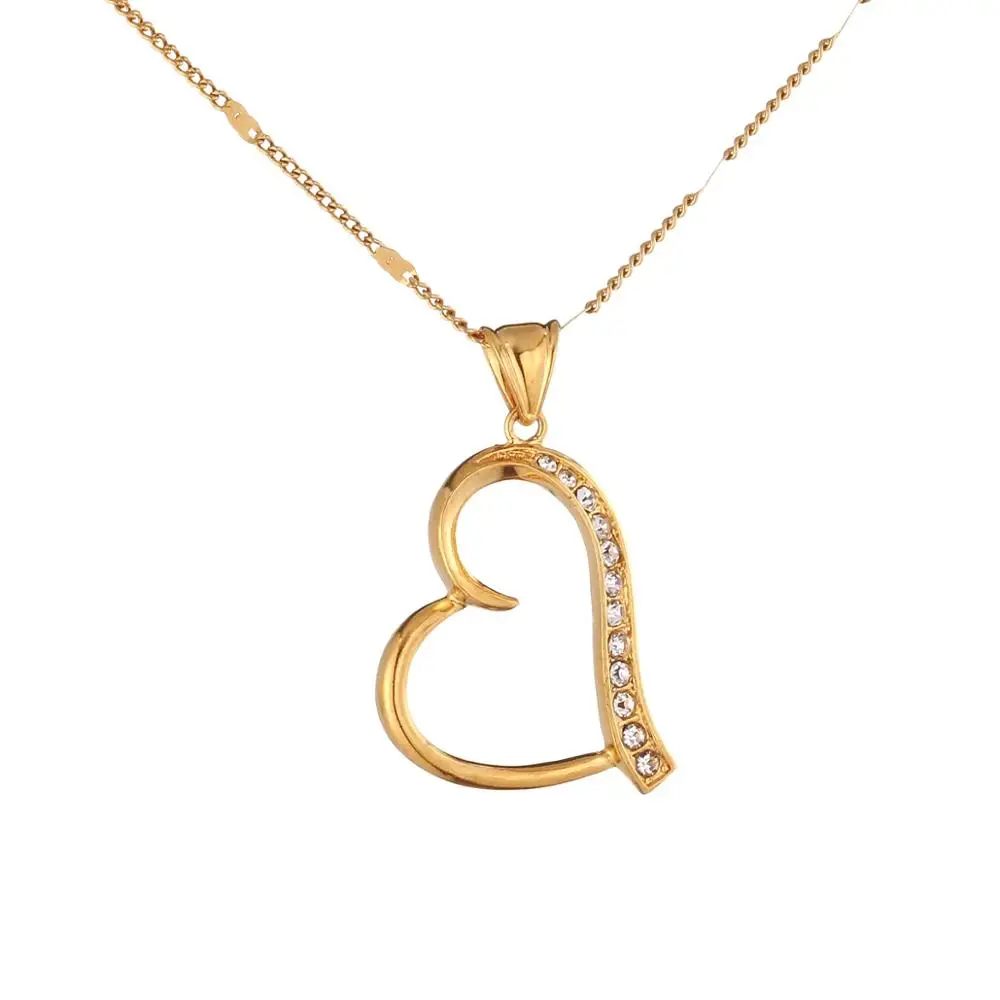 Модная Милая подвеска стразы золотой кулон в форме сердца фотоподарок |