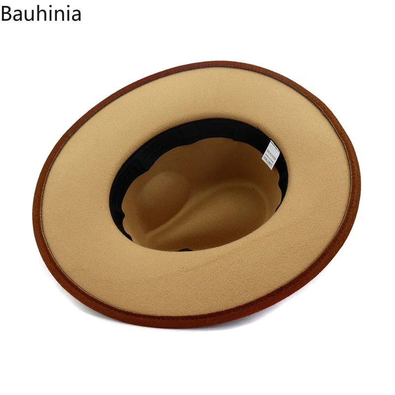 

Bauhinia 2020 Two-color Gradient with Belt Wide Brim Hat Unisex Men Women Fedora Hat Vintage Gentleman Elegant Travel Hat