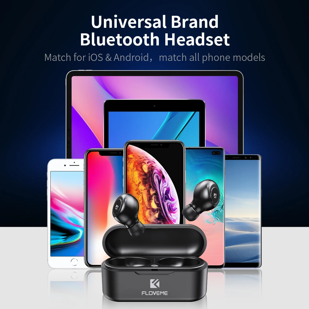 FLOVEME наушники-вкладыши TWS с 5 0 Bluetooth наушники для Xiaomi Redmi беспроводные гарнитура 3D