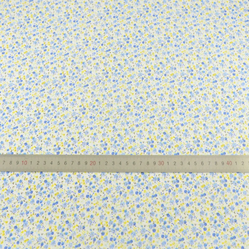Жир Квартал Голубой Ситцевой Ткани Синий и Желтый Цветочный Дизайн Лоскутное