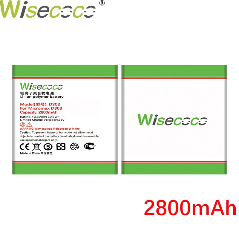 Аккумулятор Wisecoco Для Micromax D303 D 303 Замена для ремонта сотового телефона + номер