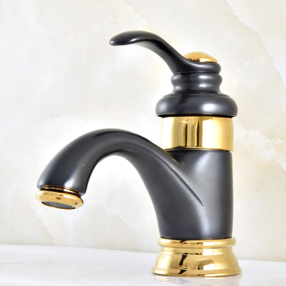 

Black Golden Brass Single Handle Hole Teapot Shaped Bathroom Sink Faucet Vanity Hot Cold Mixer Water Tap Dnf303