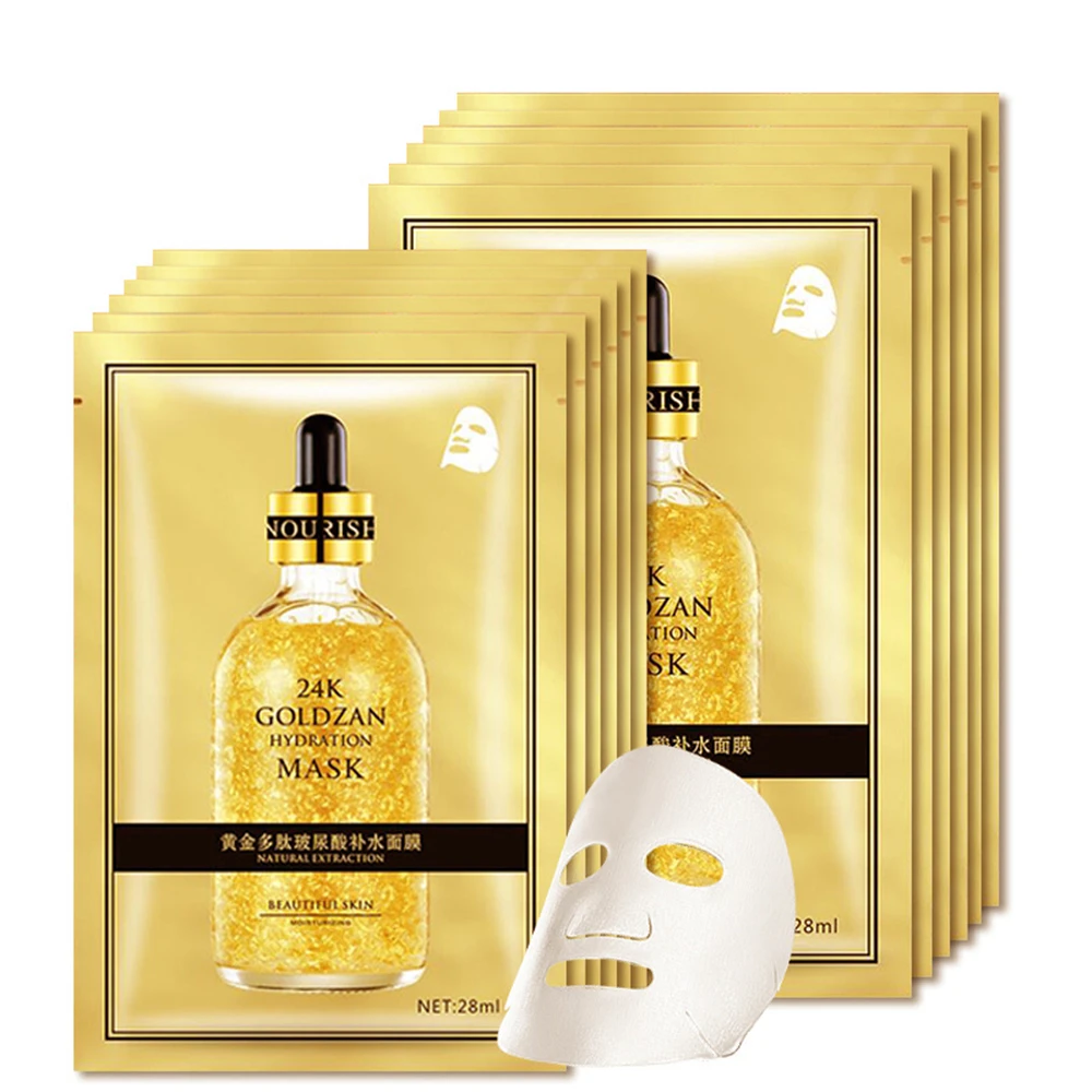 24K гиалуроновая кислота увлажняющая маска вставки шелковой сжимает поры кожи для