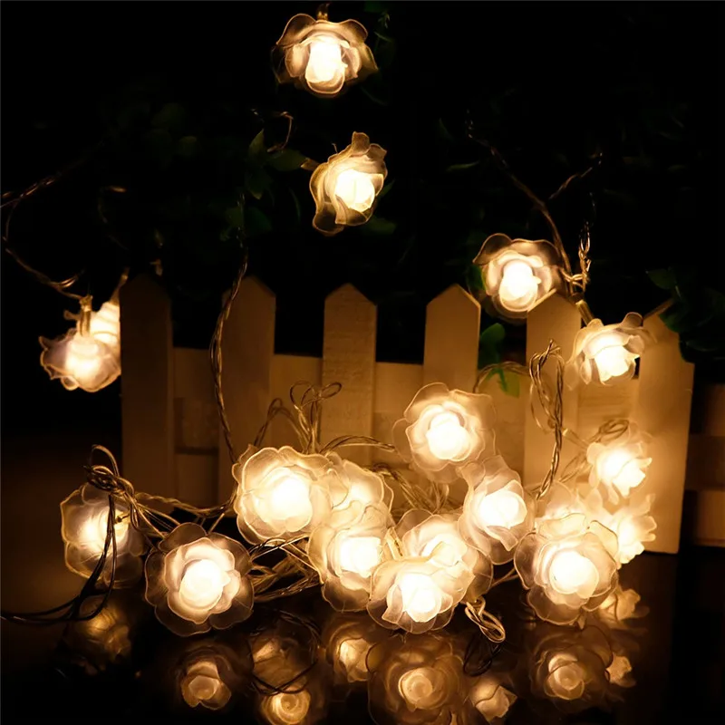 10/20/30/50/100 м светодиодный с феей роз светильник цветок строка Luces Свадебный дом ко